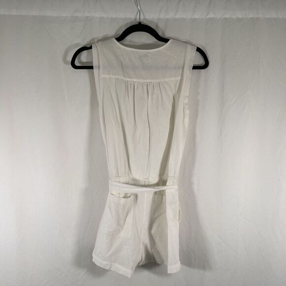 LOFT Romper Women XS White Short Sleeve Round Neck Sleeveless Lightweight Cotton - Picture 7 of 11